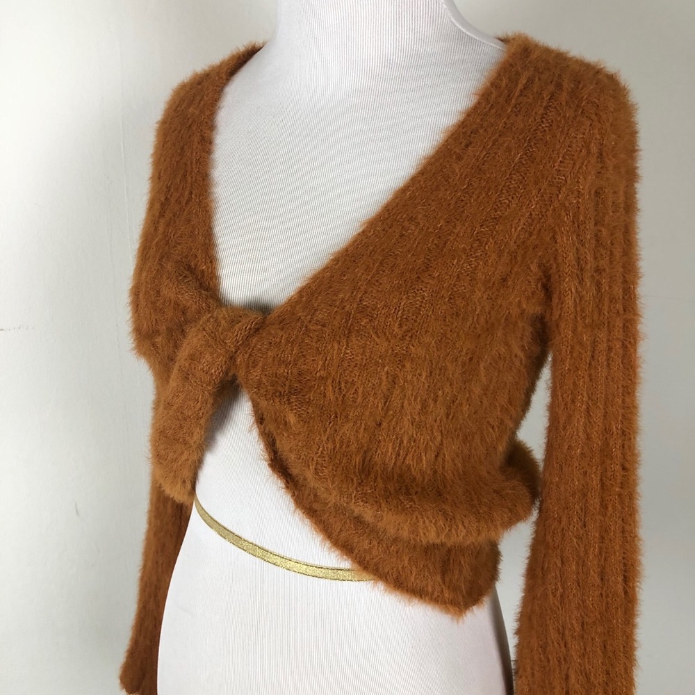 Cropped Twist Front Sweater